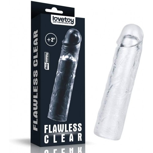 Flawless Clear冰雪无暇系列 可增粗30%增长2吋-增粗加长透明锁精水晶套