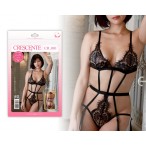 Crescente Extra-Revealing Lingerie with Garter StrapsAll-in-one seductive underwear