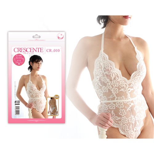 Crescente Halterneck Cheeky White Lace TeddySeductive all-in-one lingerie