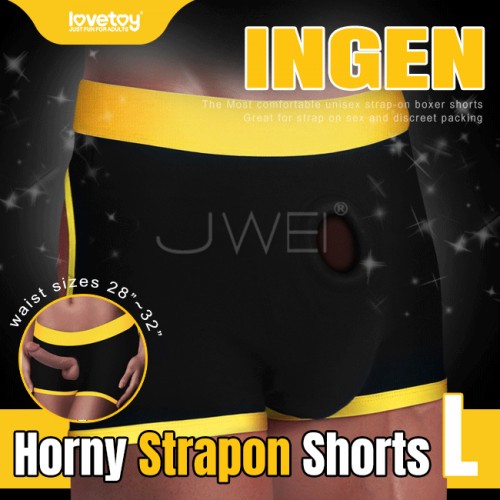 Lovetoy INGEN系列Horny Strapon Shorts舒适透气挖空露臀穿戴裤-L