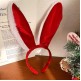 Christmas headpiece, red bunny ear hair accessory, cute plush bunny girl hat.